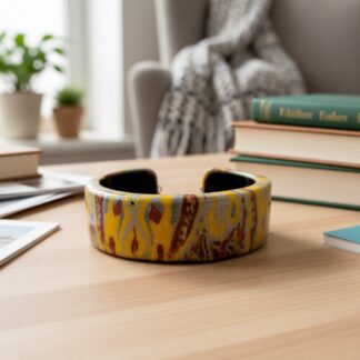 Hand Sculpted Polymer Clay Cuff Bracelet – Metallic Animal Print