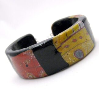 Hand Sculpted Polymer Clay Cuff Bracelet - Metallic