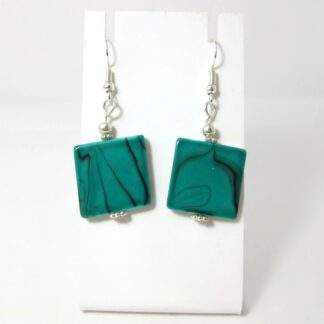 Ceramic Square Turquoise Earrings