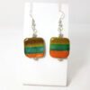 Ceramic Square Earrings Stripe Yellow Turquoise Orange - Image 2