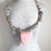 Statement Collar Necklace Pink Faux Rhodonite - Image 3