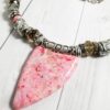 Statement Collar Necklace Pink Faux Rhodonite - Image 4