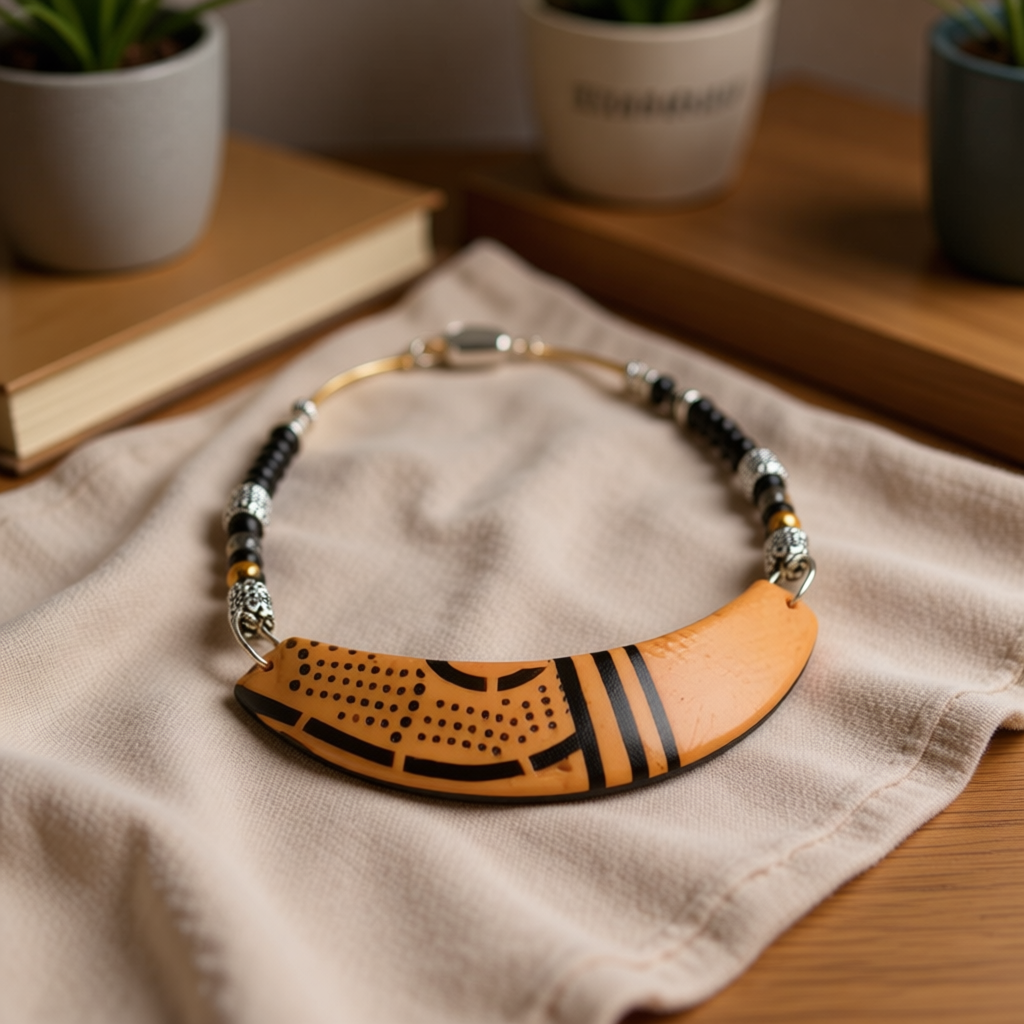 Aztec Polymer Clay Collar Necklace