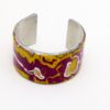 Metal Polymer Clay Cuff Bracelet Yellow and Maroon - Image 3