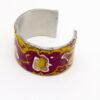 Metal Polymer Clay Cuff Bracelet Yellow and Maroon - Image 2