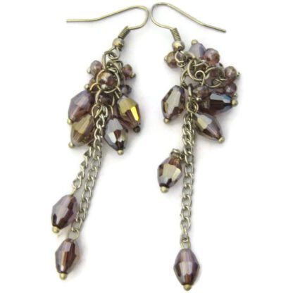 Sparkly Purple/Bronze Dangle Earrings - Image 4