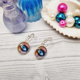 Magnified Art Piece with Glass Cabochon Earrings