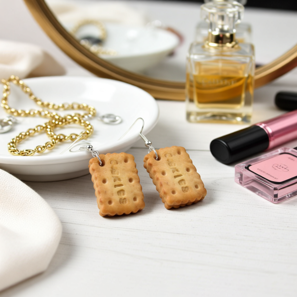 Polymer Clay Cookie Biscuit Earrings – Miniature Food