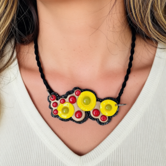 Retro Swirls Polymer Clay Pendant Necklace