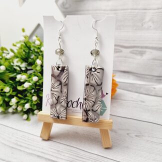 Grey Floral Polymer Clay Earrings