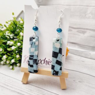 Metallic Check Polymer Clay Earrings