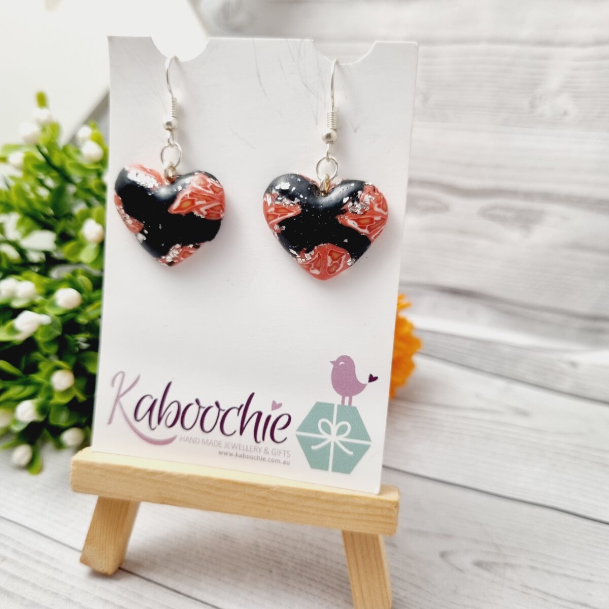 Polymer Clay Modern Heart Earrings