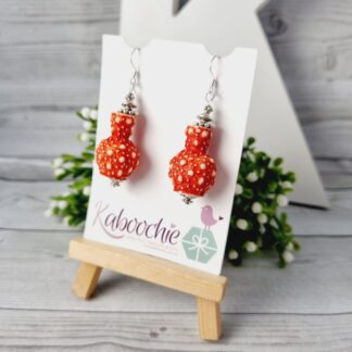 Red Coral Beaded Dangle Earrings