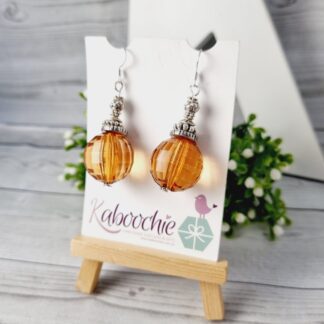 Amber Disco Ball Beaded Dangle Earrings