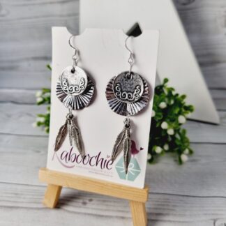 Metal Dream Catcher Beaded Dangle Earrings