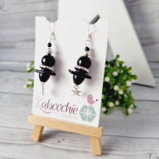 Outta Space Black Beaded Dangle Earrings