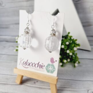 Large Clear Disco Ball Beaded Dangle Earrings