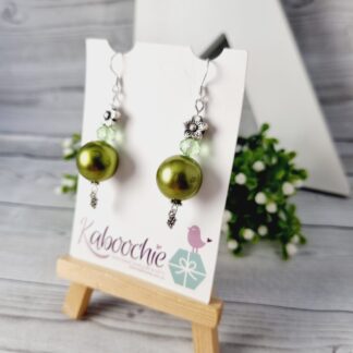 Green Pearly Beaded Dangle Earrings