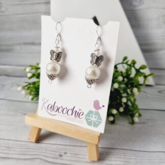 Sweet Pearl Butterfly Beaded Dangle Earrings