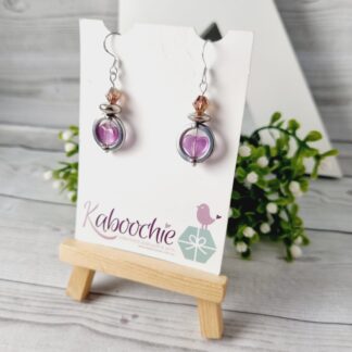 Sweet Purple Heart Beaded Dangle Earrings