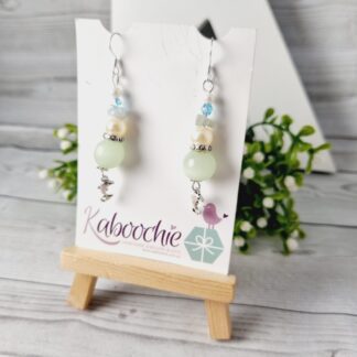 Mermaid Sea Life Beaded Dangle Earrings with Dolphin Charm