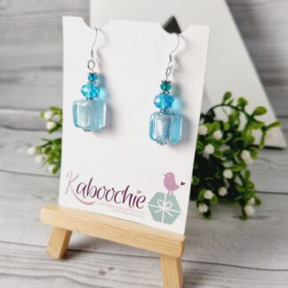 Light Blue Perfume Bottle Style Beaded Dangle Earrings