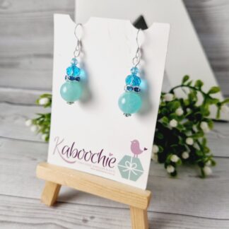 Sweet Blue Genie Bottle Style Beaded Dangle Earrings