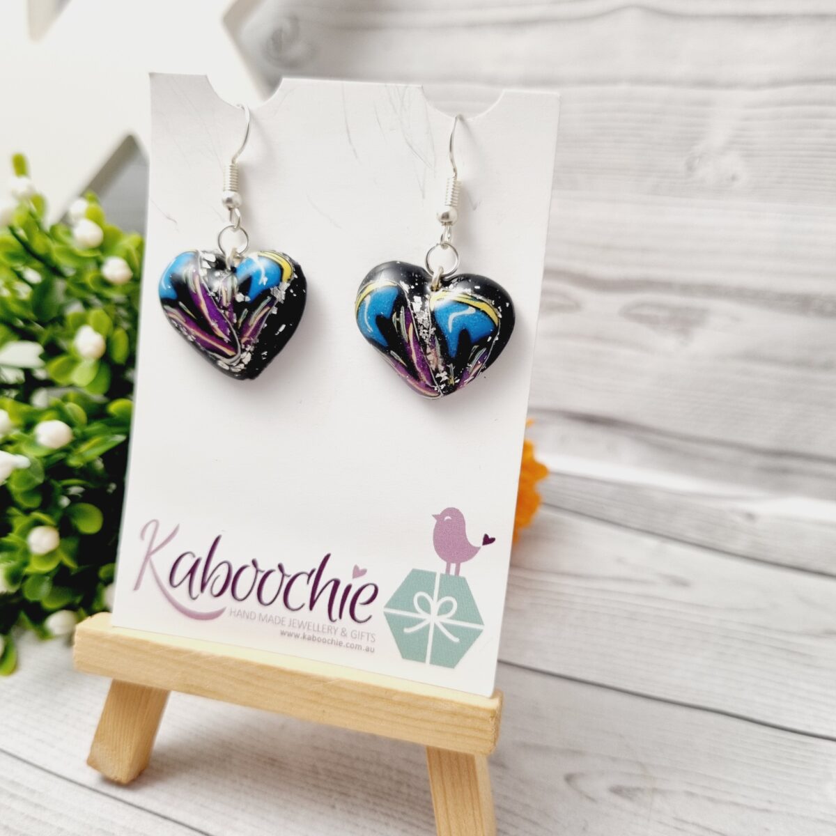 Polymer Clay Modern Heart Earrings