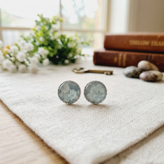 12 mm Silver Bezel Studs – Butterflies Under A Glass Dome