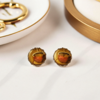 12 mm Silver Bezel Studs – Coffee Cups Under A Glass Dome