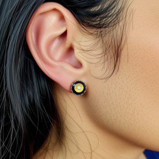 12 mm Silver Bezel Studs – Retro Records/Vinyl Under A Glass Dome