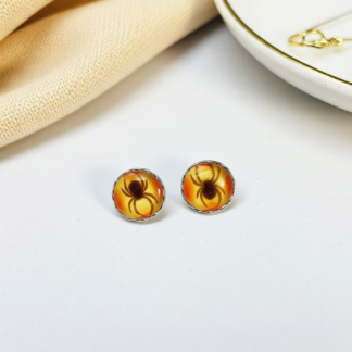 12 mm Silver Bezel Studs – Spiders Under A Glass Dome