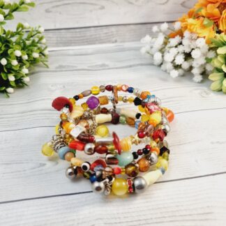 Memory Wire Wrap Beaded Bracelet