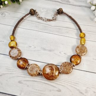 Amber Mixed Beaded Choker Necklace