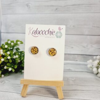 Silver Bezel Studs - Leopard Print