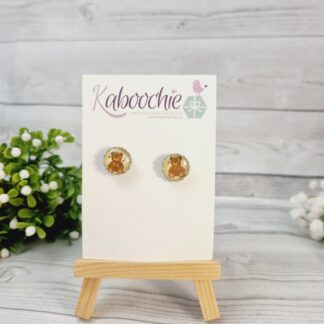 Silver Bezel Studs - Teddy Bears