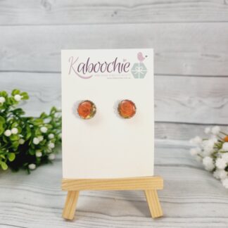 Silver Bezel Studs - Red Roses