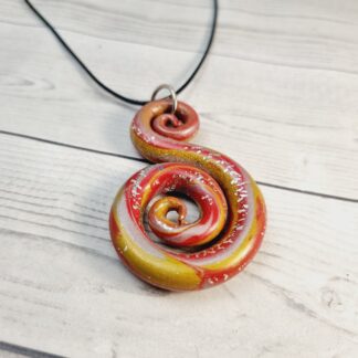 Polymer Clay Pendant - Golden Spiral