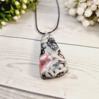 Polymer Clay Pendant - Monochrome Rose