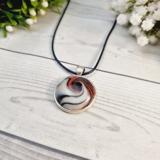 Polymer Clay Metal Bezel - Red White Black Swirls