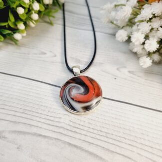 Polymer Clay Metal Bezel - Red Swirls