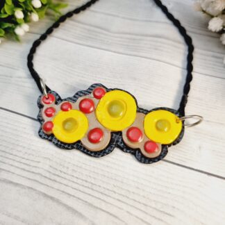 Retro Swirls Polymer Clay Pendant Necklace
