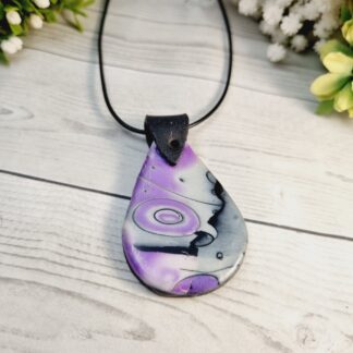 Polymer Clay Pendant - Purple Swirl