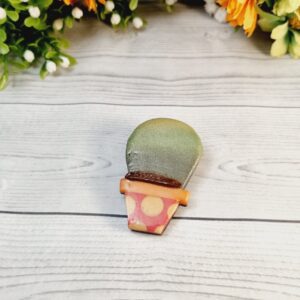 Novelty Cactus Brooch - Pink & Orange