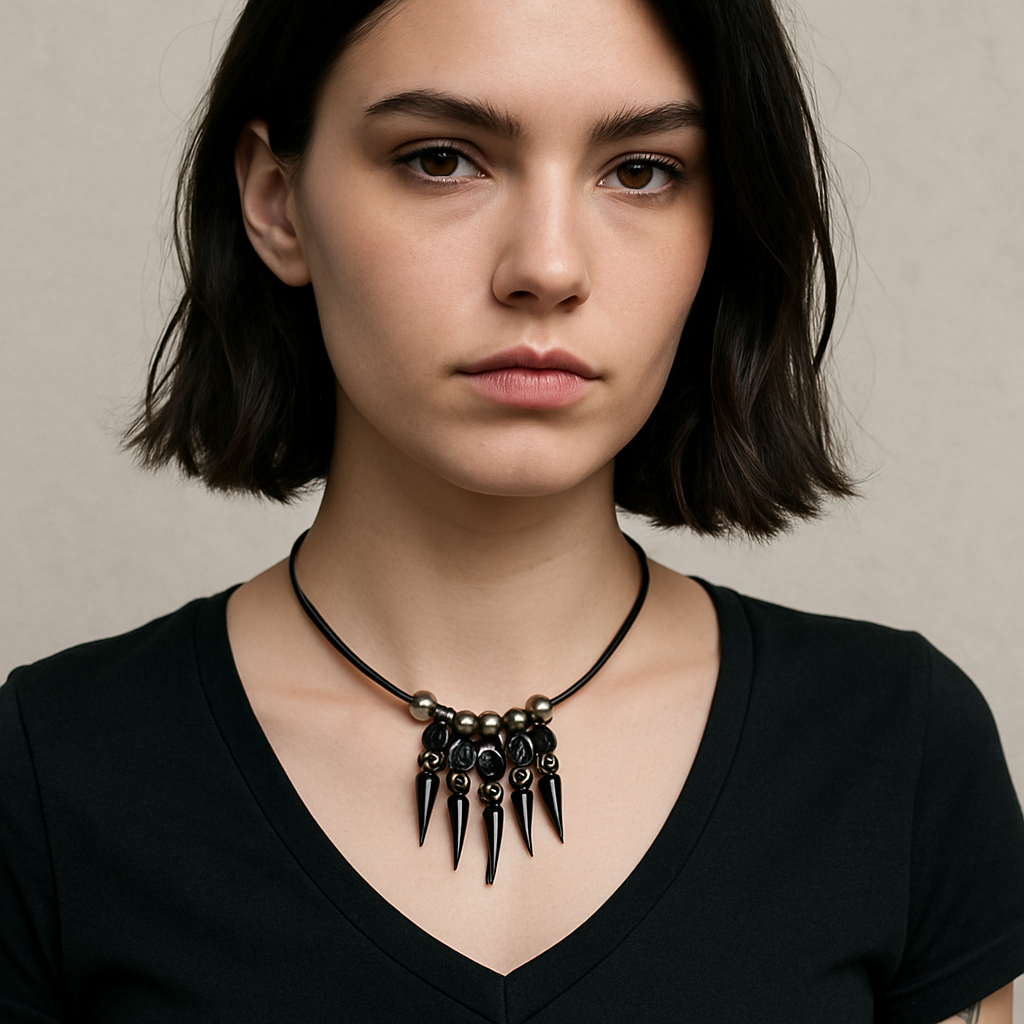Handmade Spice Hex Beaded Choker Necklace, Punk Statement Jewellery