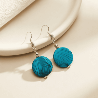 Ceramic Round Turquoise Earrings