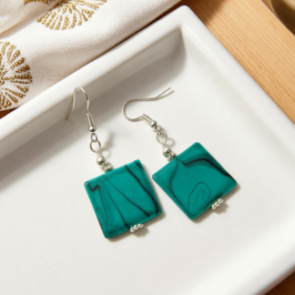 Ceramic Square Turquoise Earrings