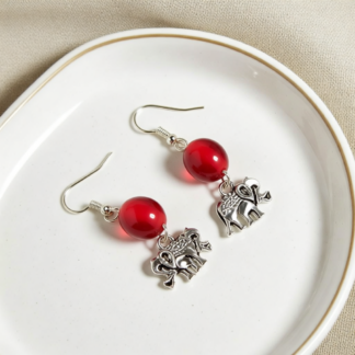 Dangle Earrings – Red Elephant Charm & Unique Style
