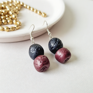 Distinct Red Lava Rock Earrings – Lightweight Handcrafted Polymer Clay