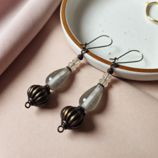 Distinctive Artisan Bronze Beaded Earrings – Lightweight Polymer Clay & Resin